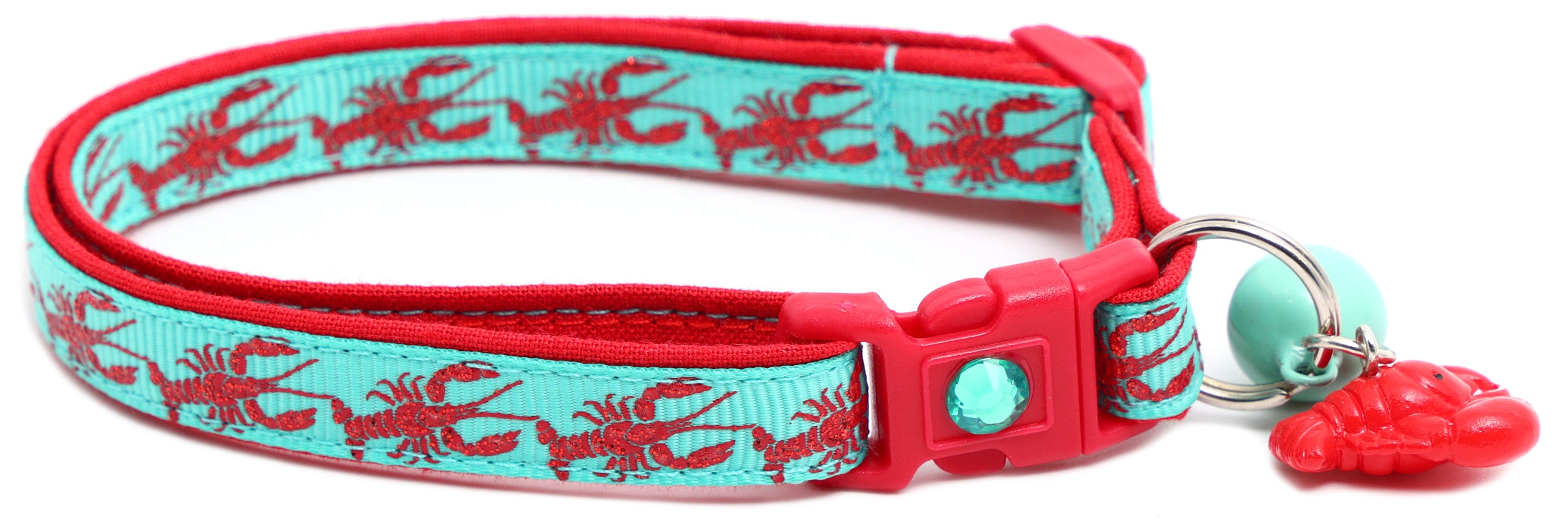 Lobster Breakaway Cat Collar made of reinforced cotton, featuring a breakaway clip and customizable options.